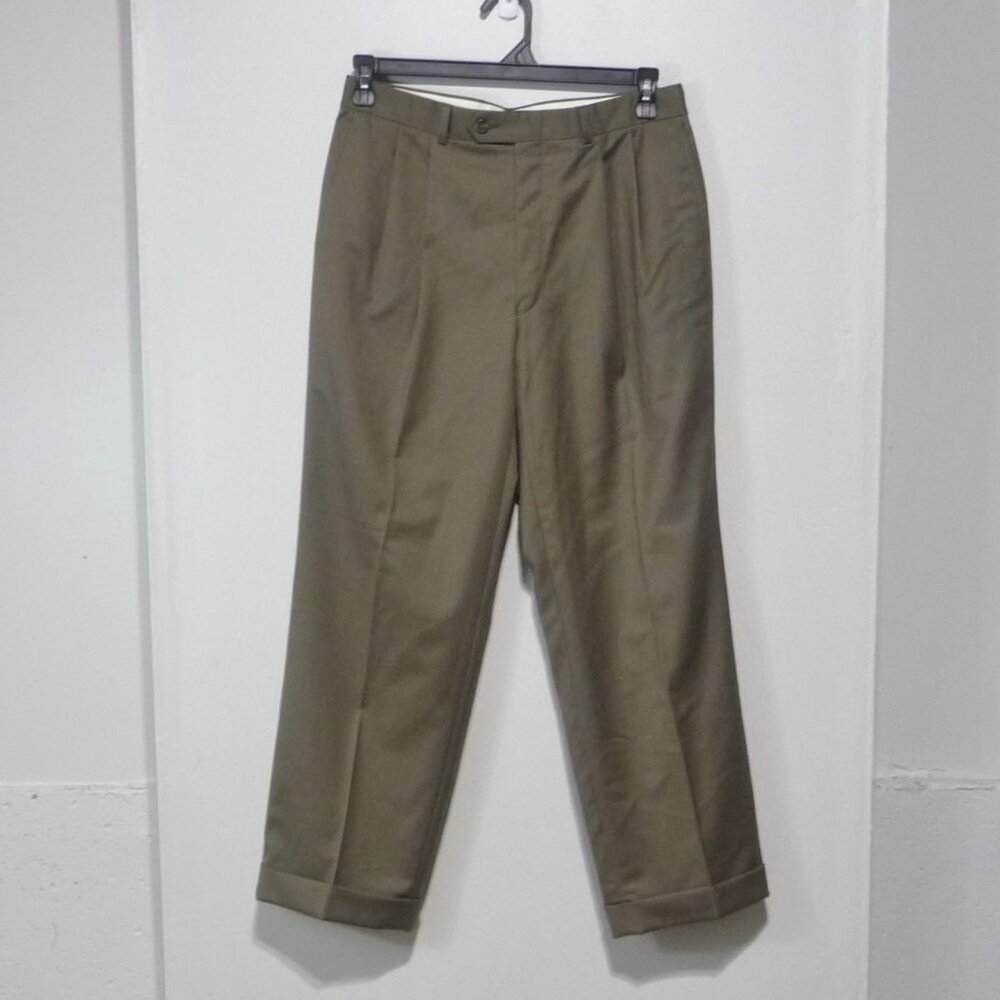 LRL WOOL PANTS PLEATED CUFFED WAIST 32